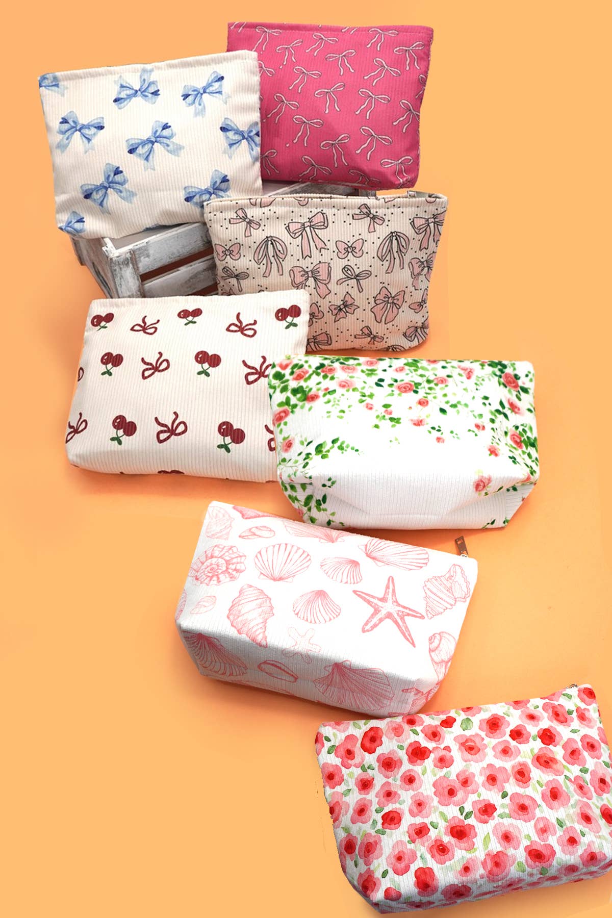 TRAVEL BOW CHERRY COSMETIC MAKEUP POUCH BAG