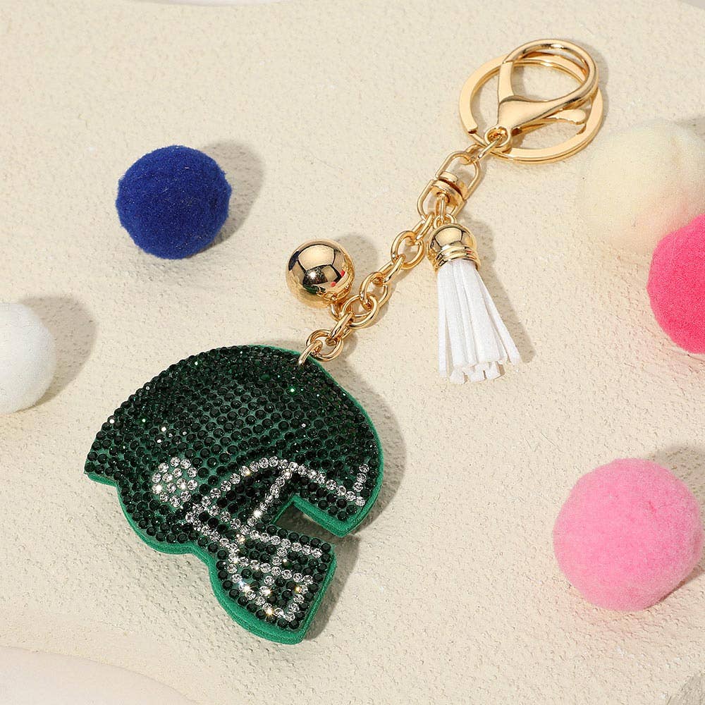 Bling Studded Football Helmet Keychain / Bag Charm