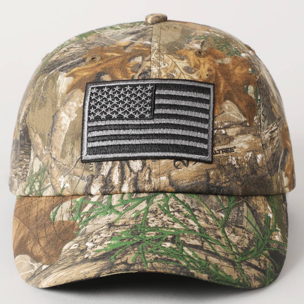 USA Flag Embroidery Patch Camo Cap