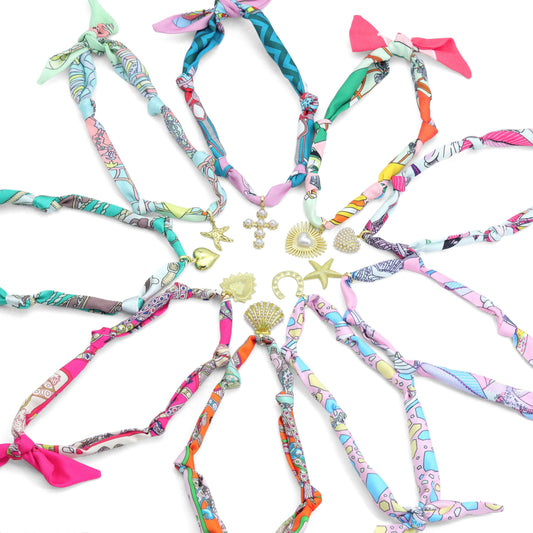 Convertible Scarf Necklace, Adjustable Silk Scarf Statement Necklace