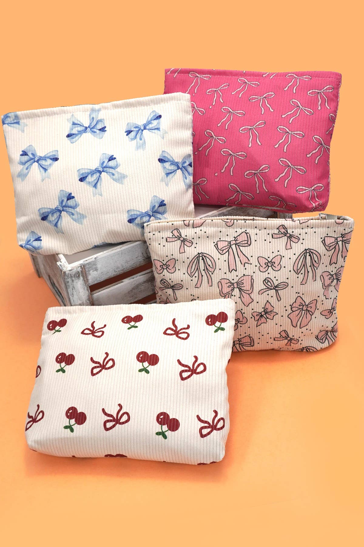 TRAVEL BOW CHERRY COSMETIC MAKEUP POUCH BAG