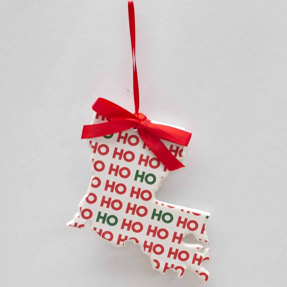 Louisiana Shaped HoHoHo Ornament
