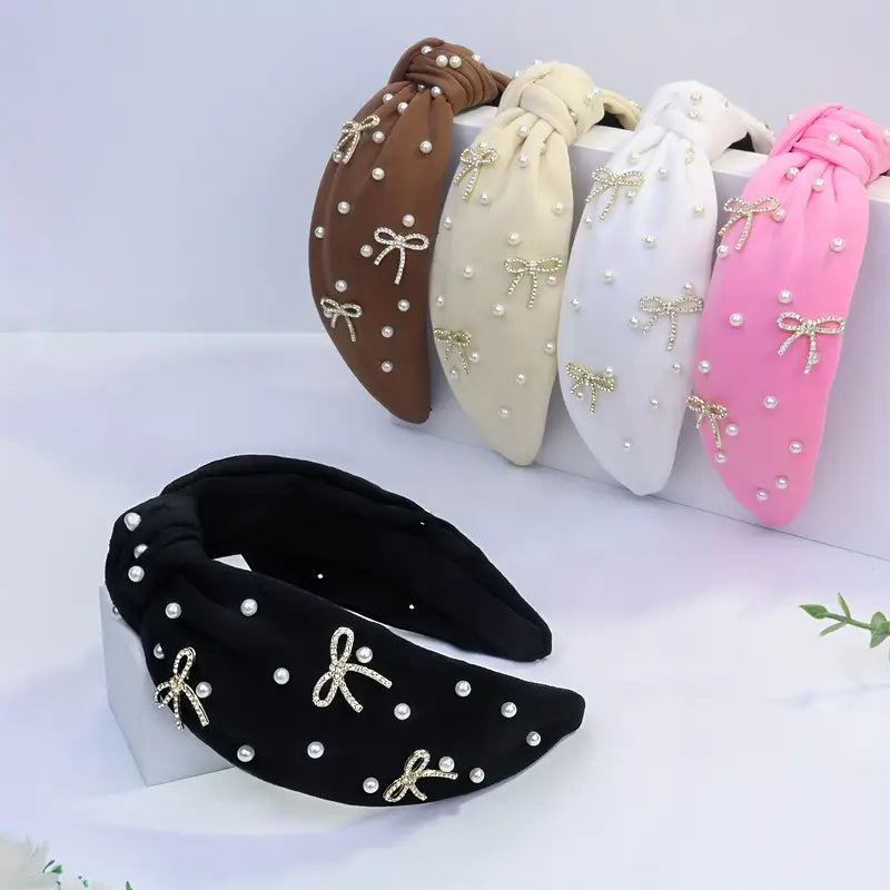 Headband with Bows and Pearls