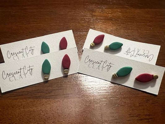 Clay Christmas Bulb Earrings
