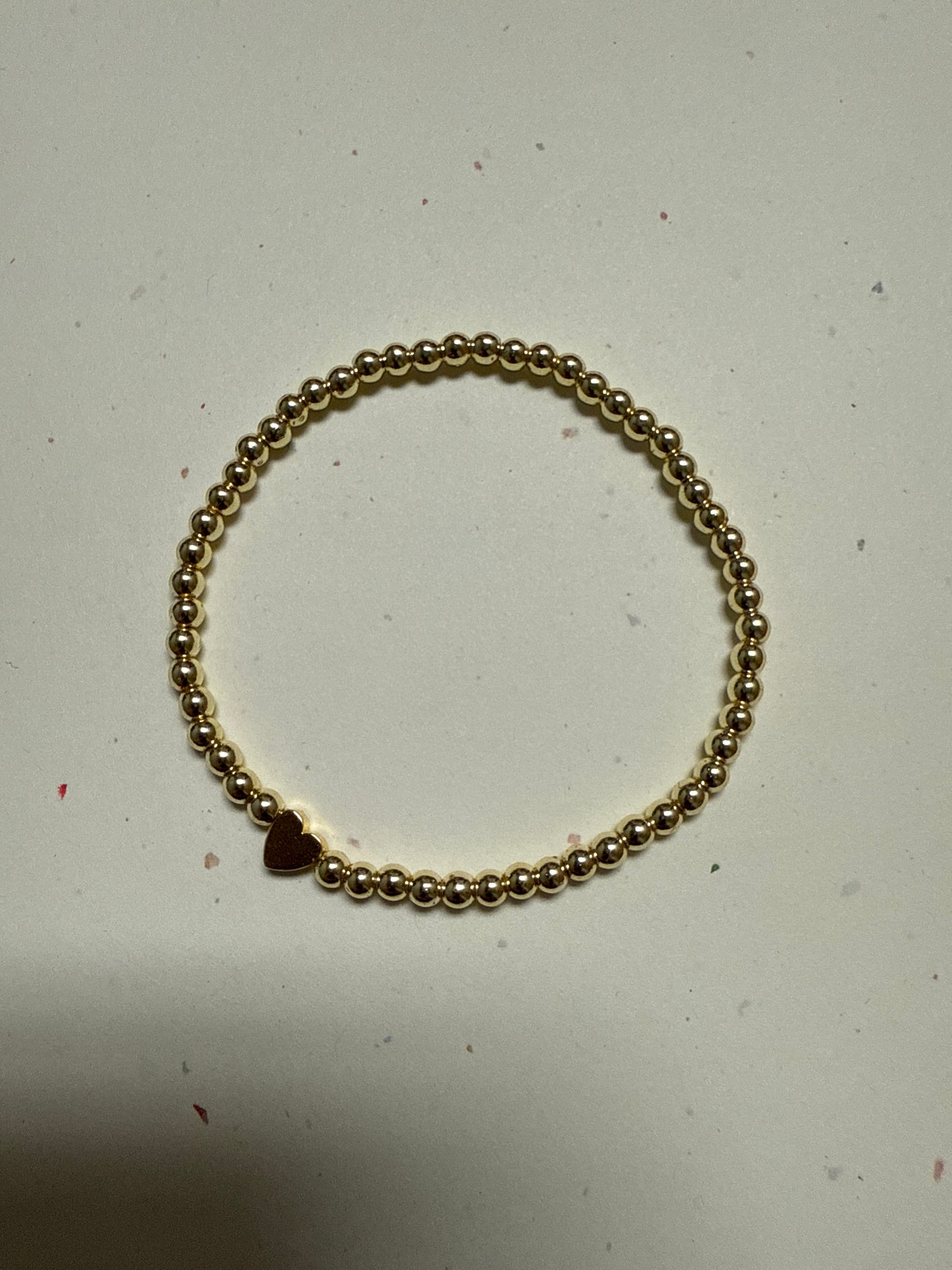 Dainty Bead Stretch Bracelet with Heart