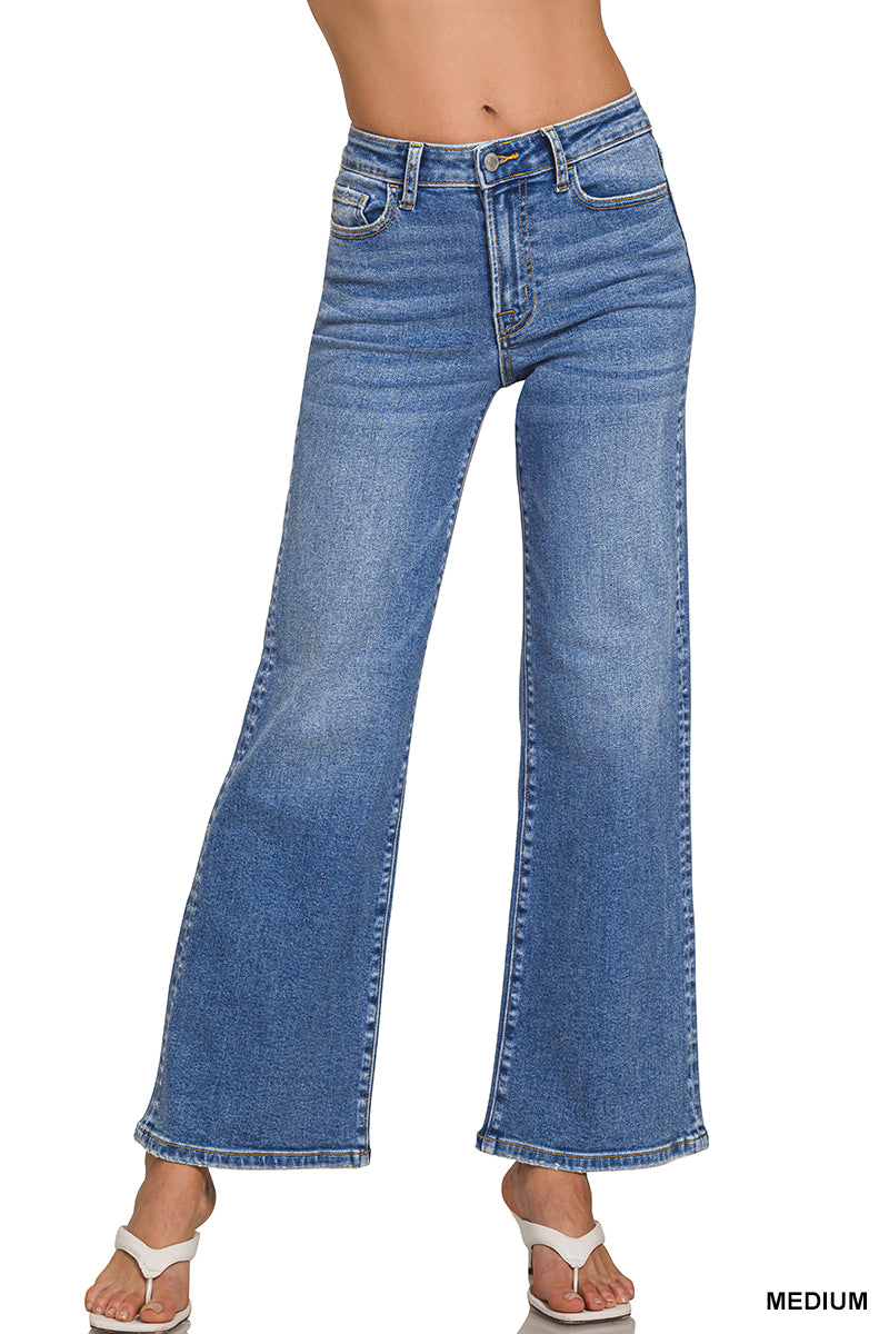 Medium wash wide leg denim pants