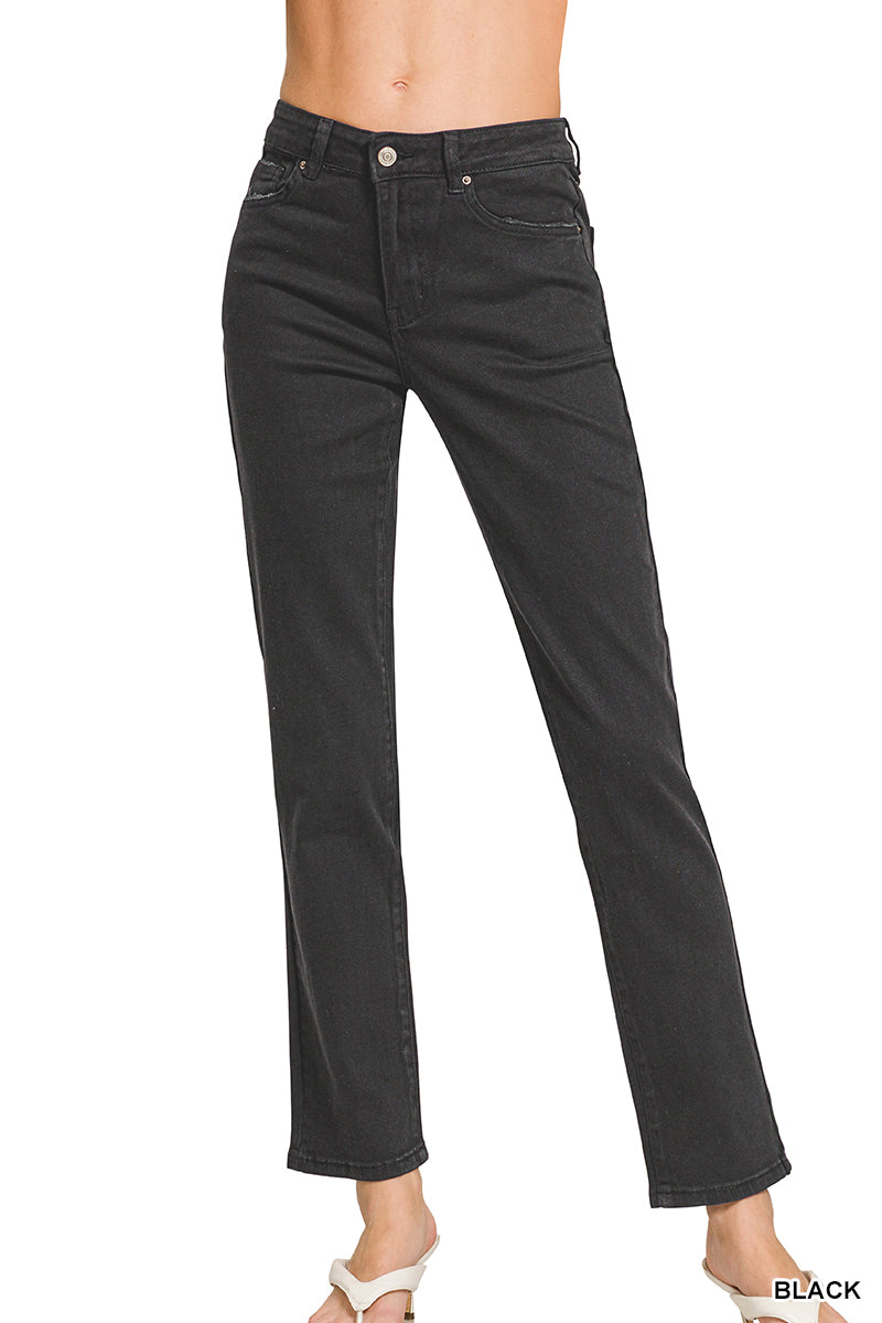 Washed high waist straight color denim
