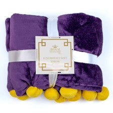 LSU Pom Pom Throw Blanket