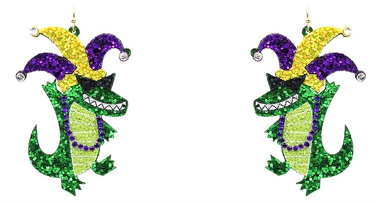 Mardi Gras Alligator Earrings