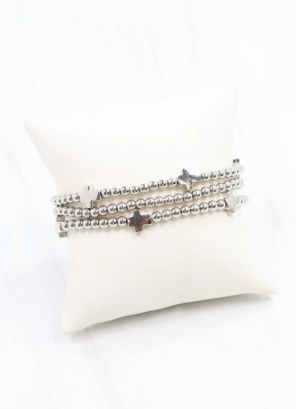 Milano Beaded Cross Stretch Bracelet Set