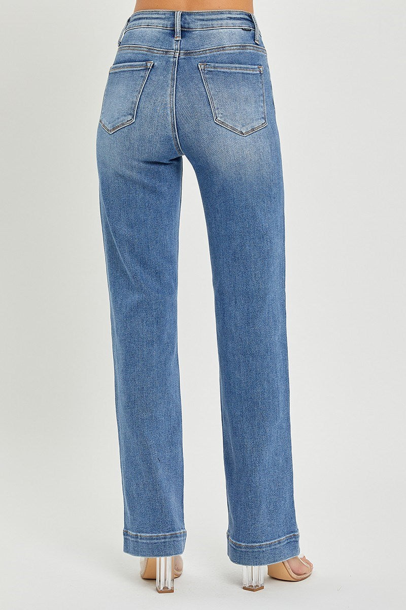 Risen Jeans HIGH RISE STRAIGHT JEANS - Medium Wash