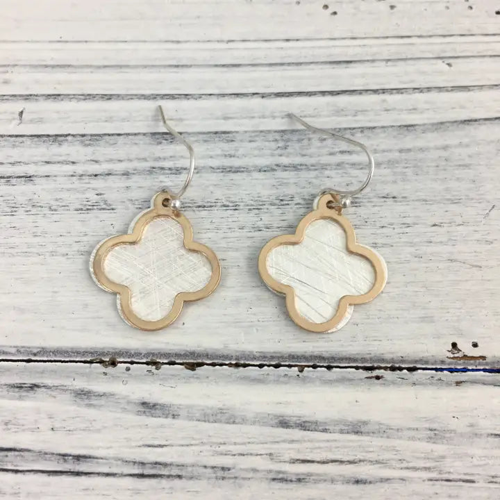 Two Tone Clover Earrings