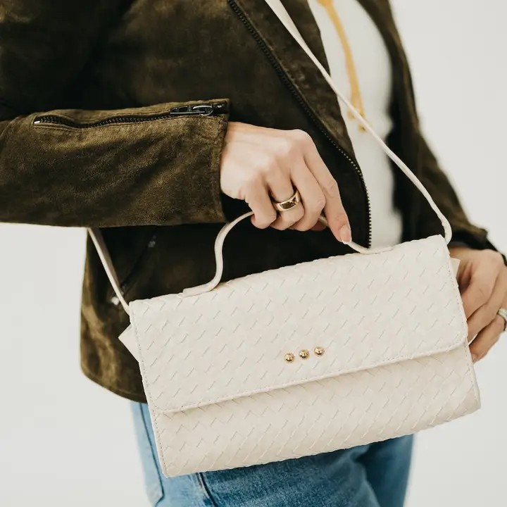Urban Foldover Woven Clutch Crossbody