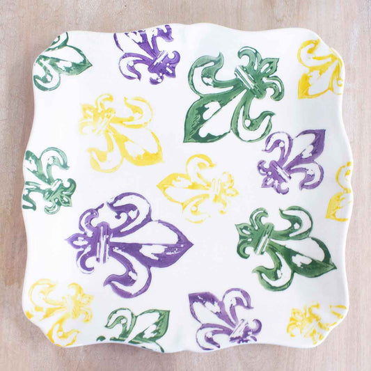 Water Color Fleur De Lis Platter