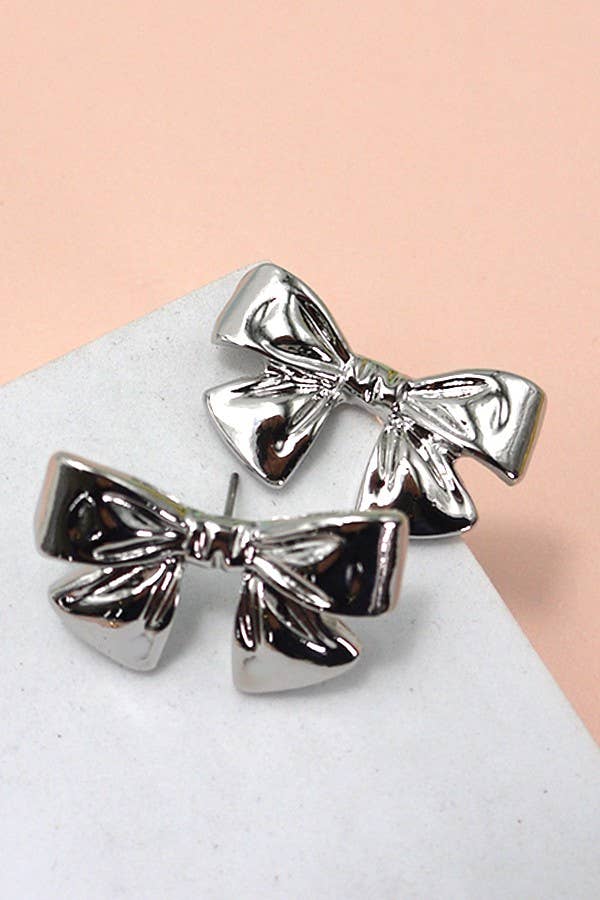 CLASSIC BOW RIBBON STUD EARRINGS | 80E2799