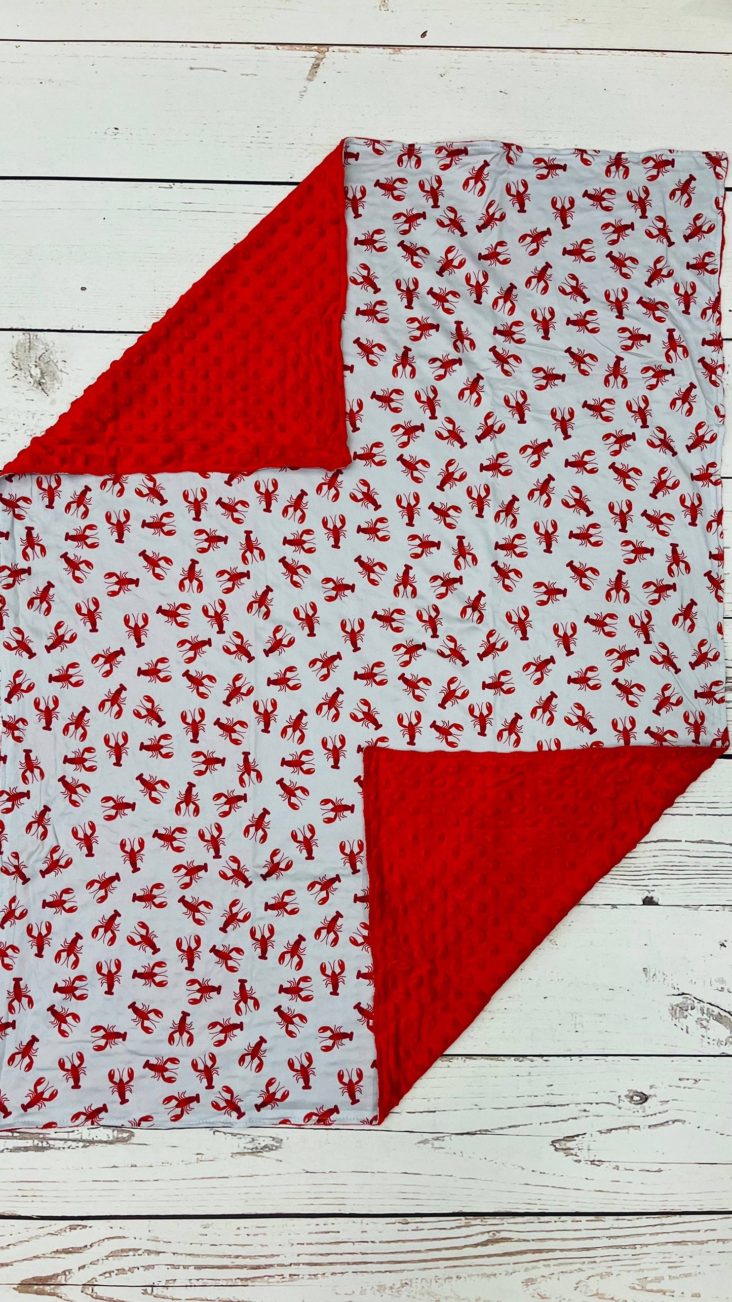 Baby Red Minky Crawfish Blanket