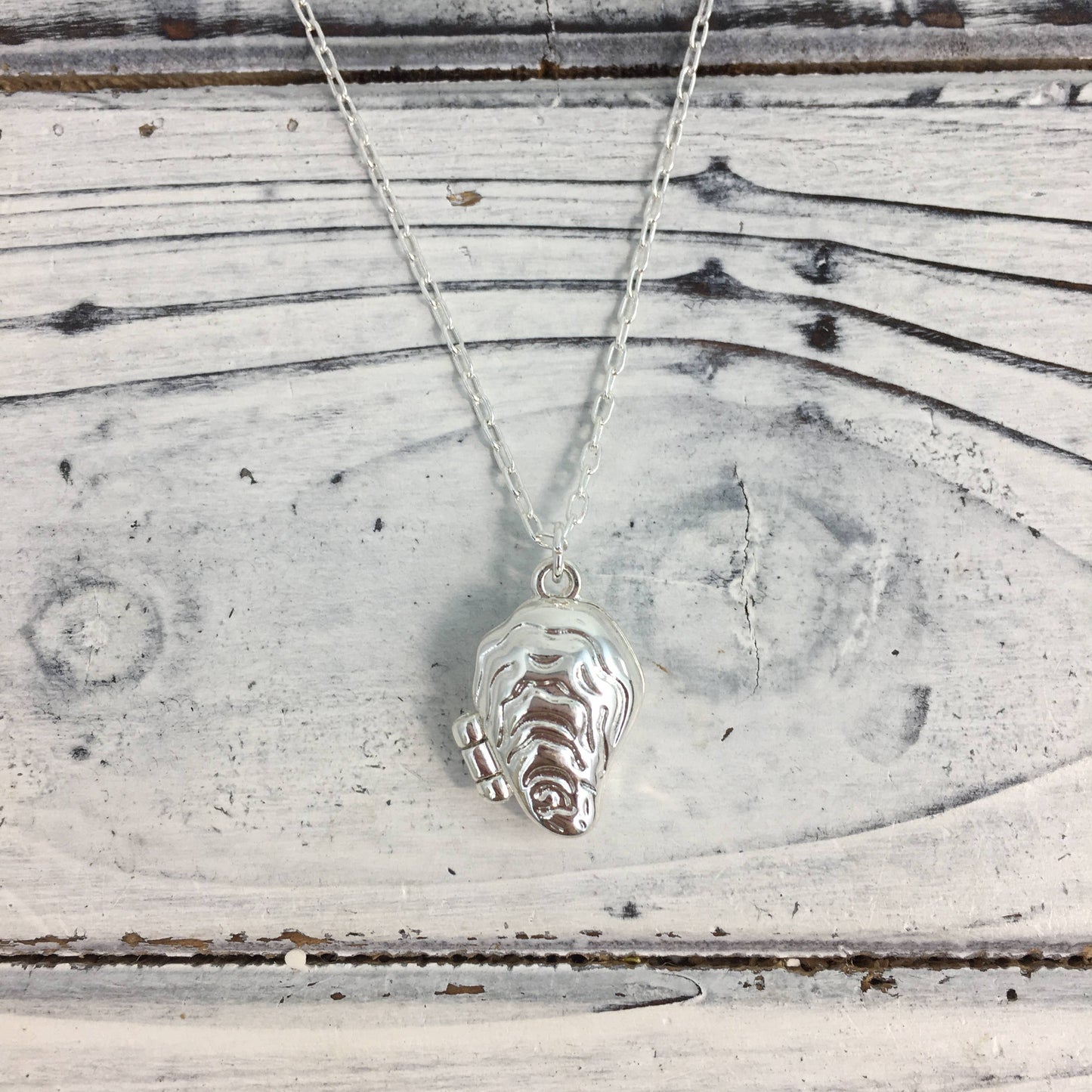 Oyster locket necklace