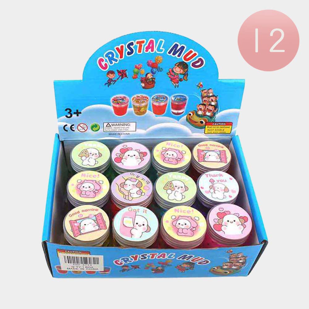 12PCS - Fun Mini Labubu Figure Inside Crystal Mud Jar Toy