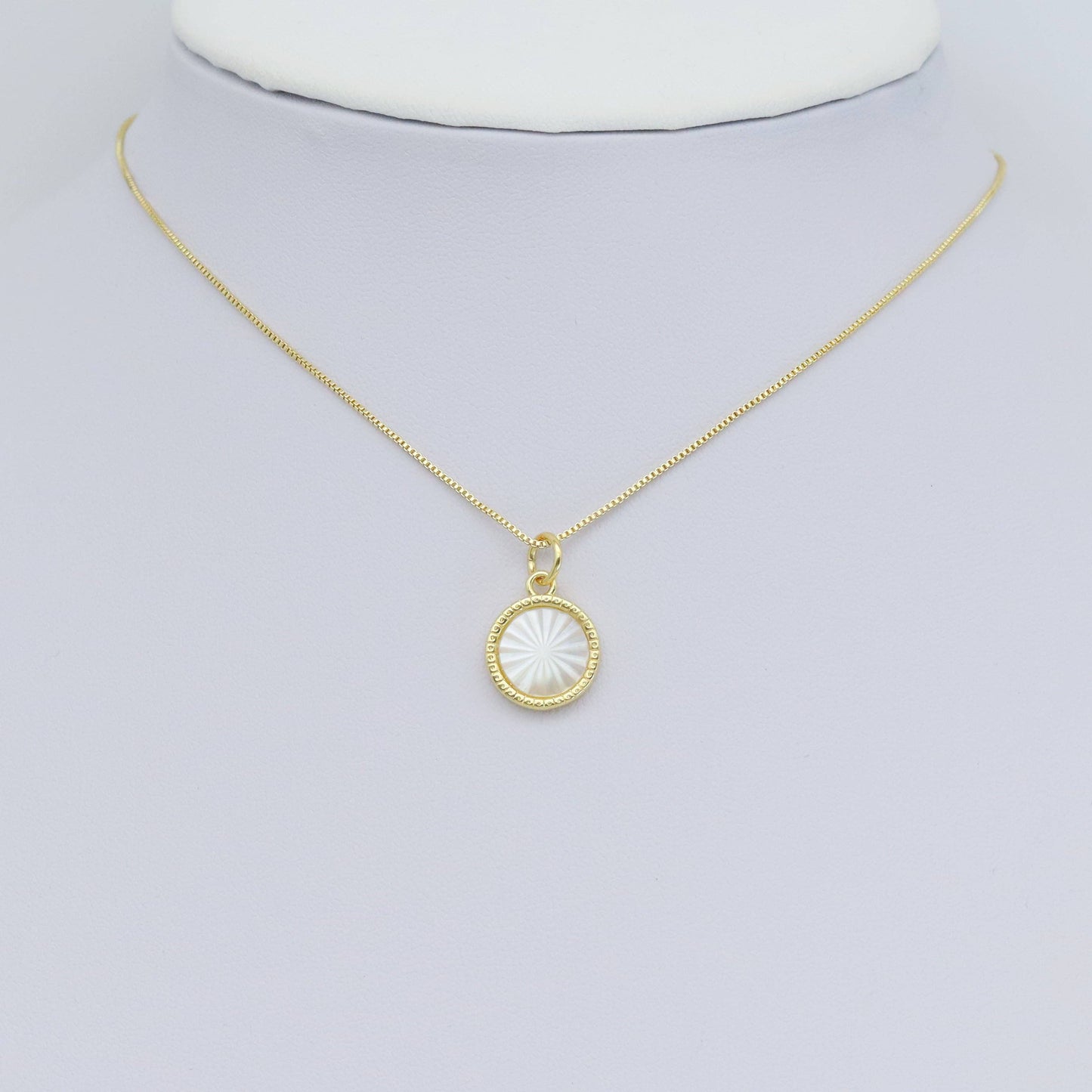 Mop Mother of Pearl Gold Coin Square Pendant Charm