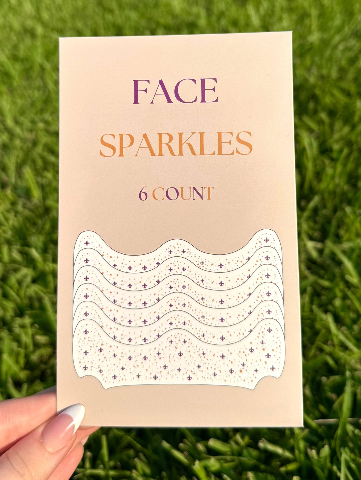 Purple and Gold Fleur De Lis 6pc Face Sparkles