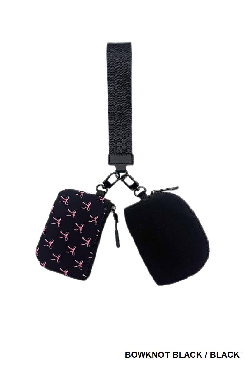 Dual Pouch Wristlet Keychain Wallet