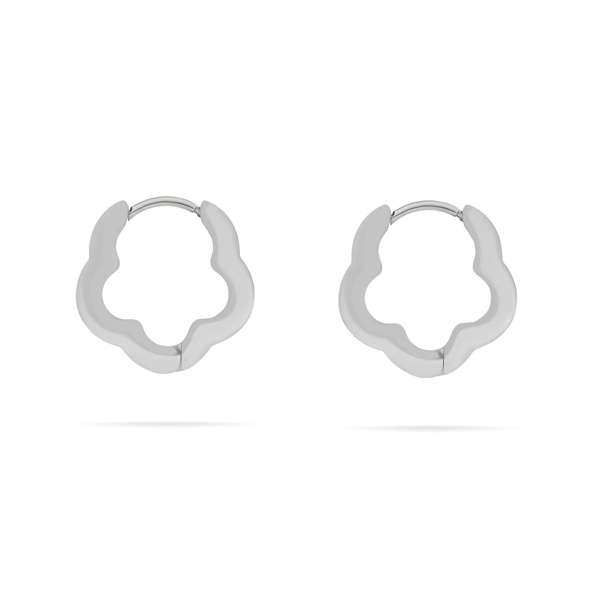 18K Gold PVD Stainless Steel Flower Huggie Earrings