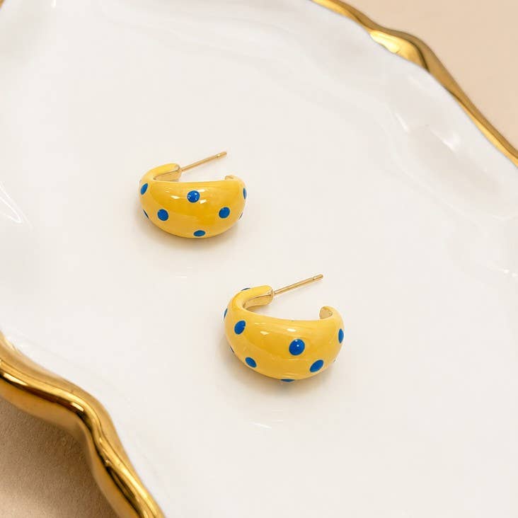 Butter Yellow Polkadot Earrings