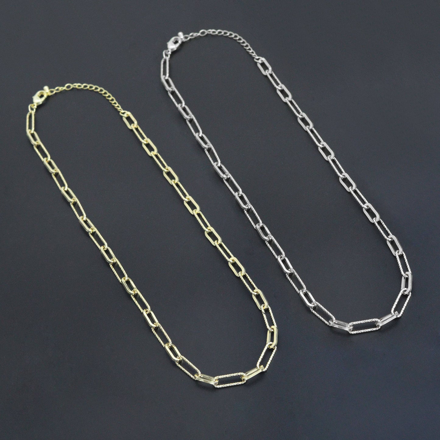 Gold Silver mixed paperclip Chain Necklace