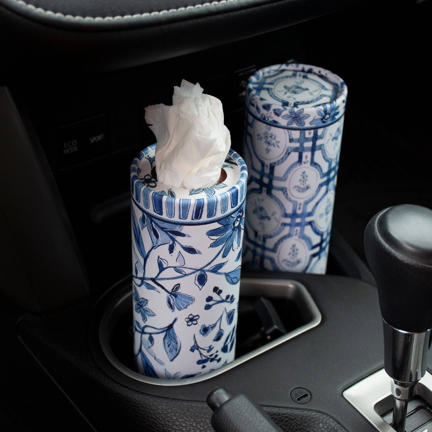 Blue Florals Car Tissue Box Set