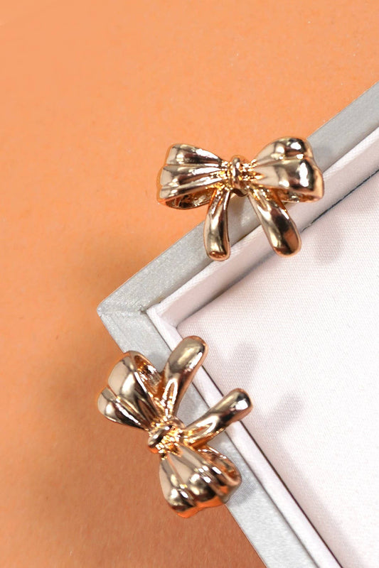 CLASSIC GOLD STATEMENT BOW STUD EARRINGS