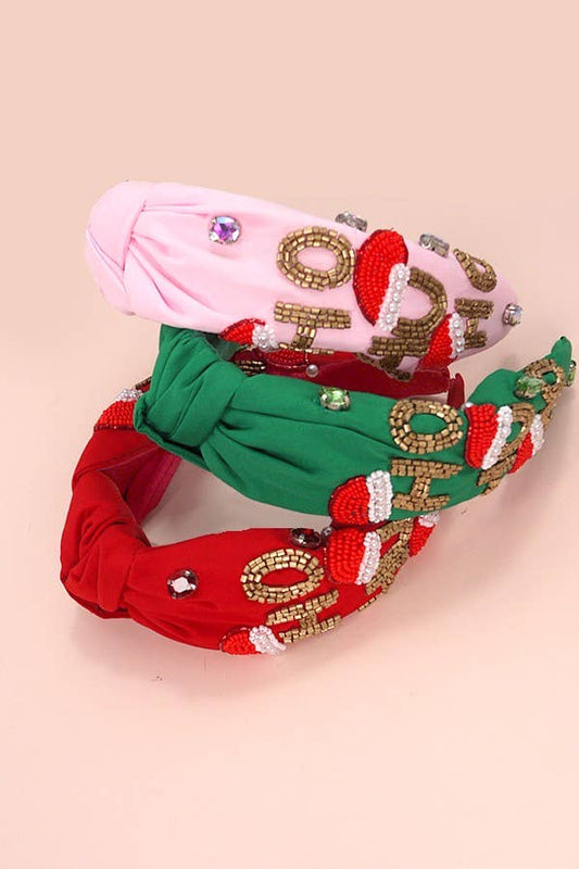 HO HO HO CHRISTMAS HOLIDAY SEED BEAD HEADBAND
