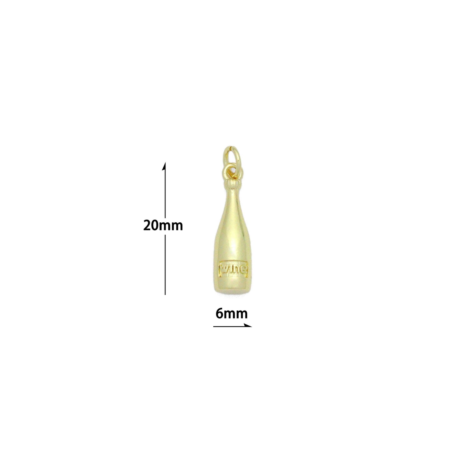 Gold Wine Bottle Charm Pendant