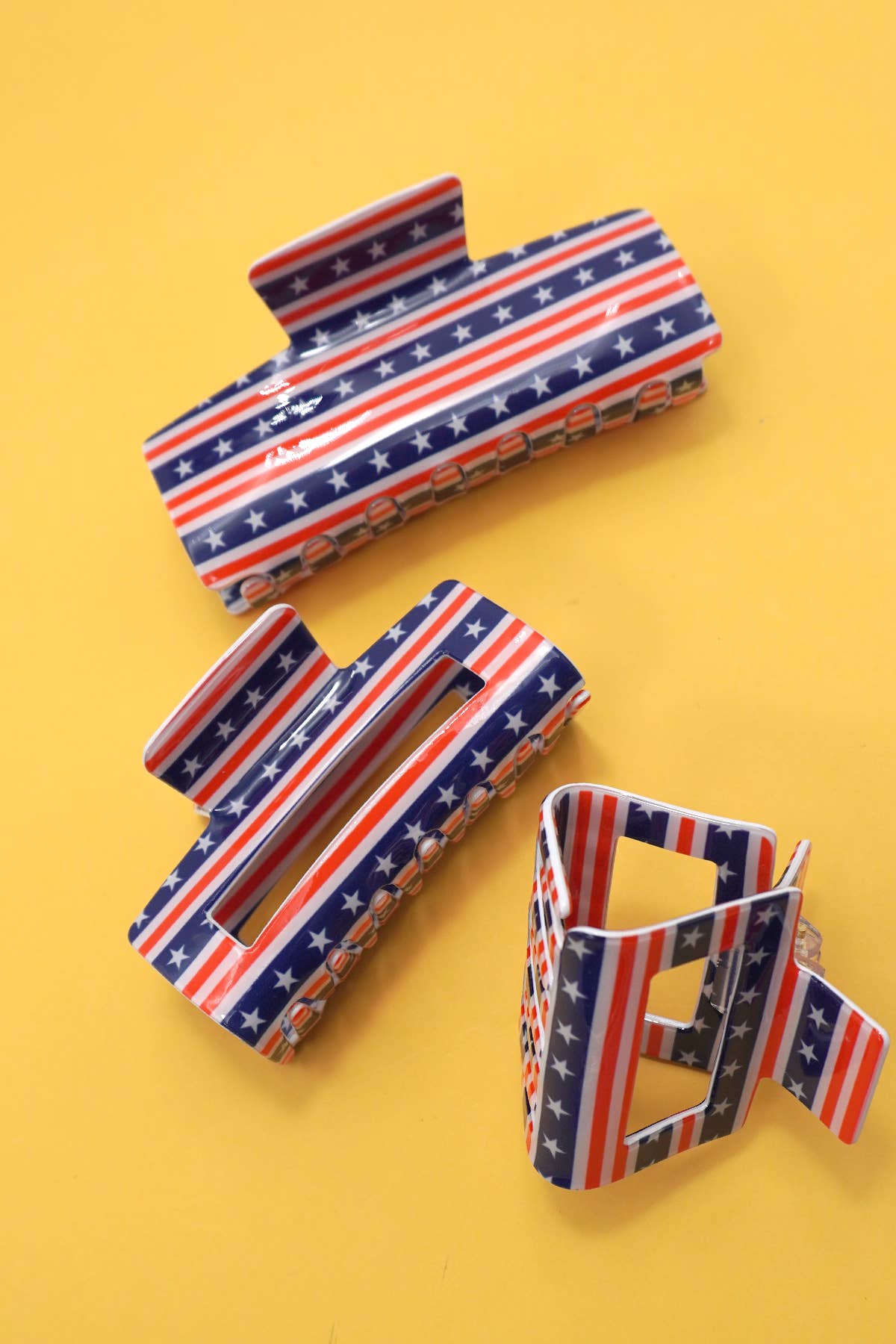 USA FLAG PRINT JULY 4TH HAIR CLAW  CLIP