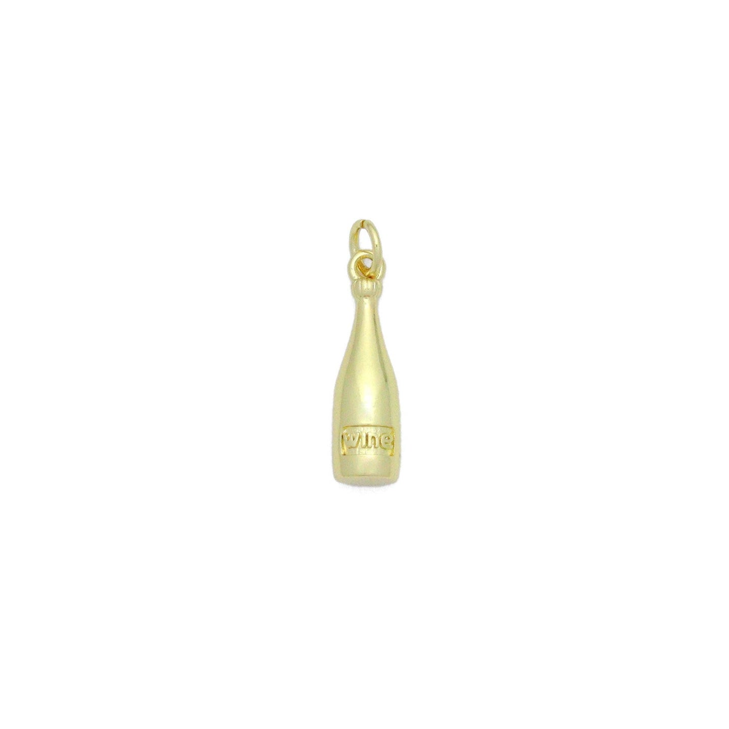 Gold Wine Bottle Charm Pendant