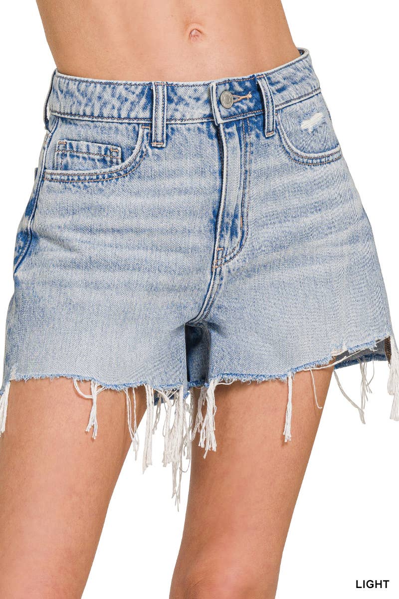 Frayed Hem Denim Shorts