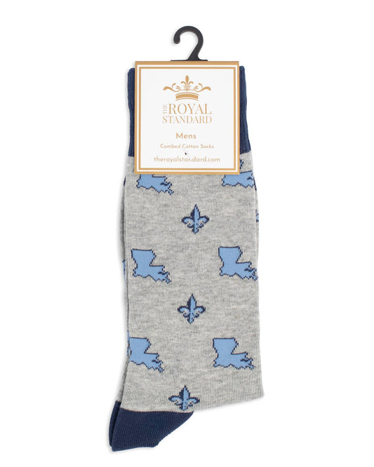 Men's Louisiana Fleur Socks   Gray/Blue   One Size