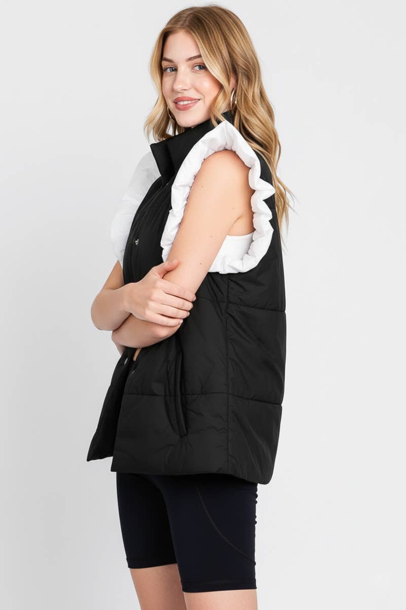 PUFF SNAP BUTTON COLORBLOCK HIGH NECK VEST