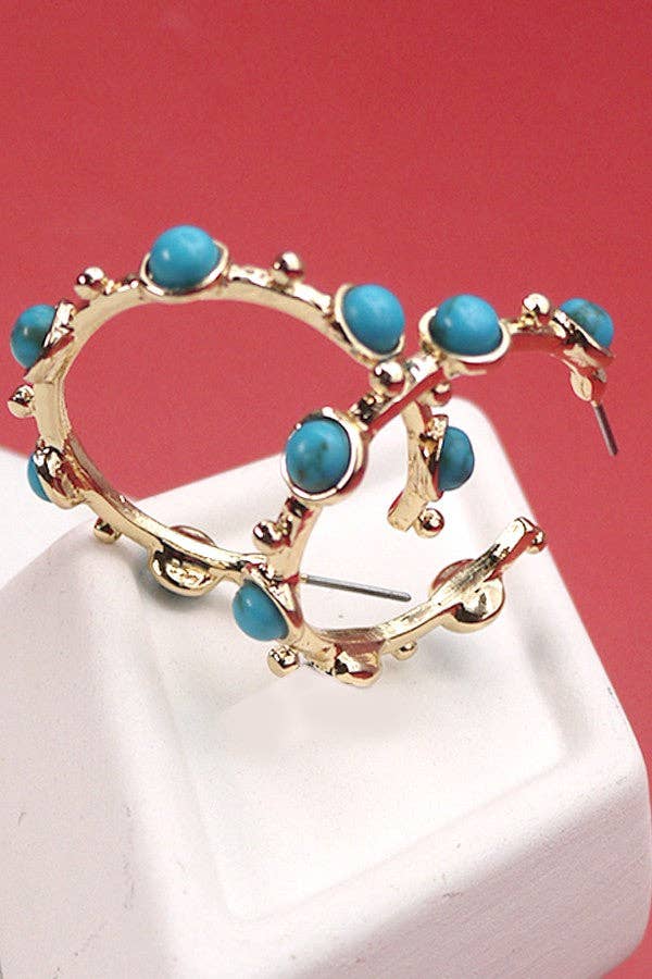 BOHO TURQ HOOP EARRINGS