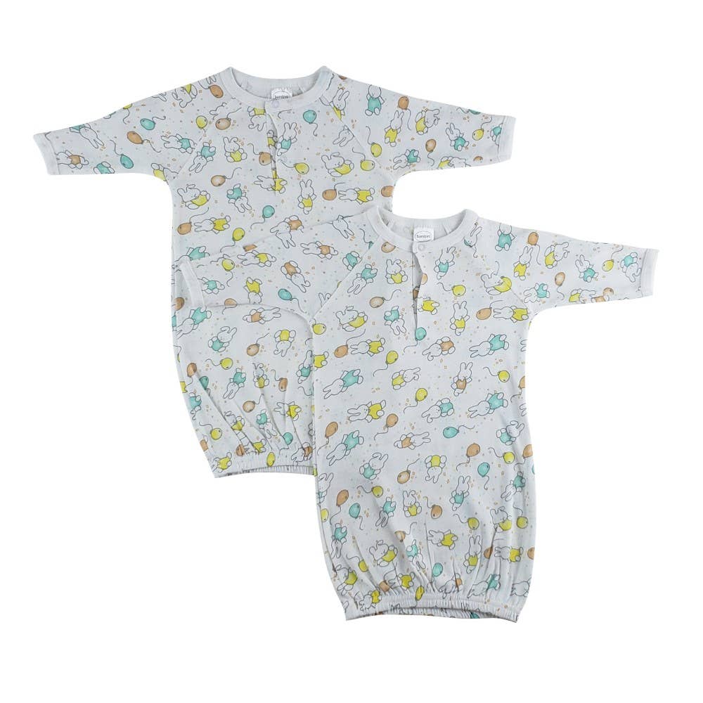 2 Pack - Infant Gowns - Bunny Print