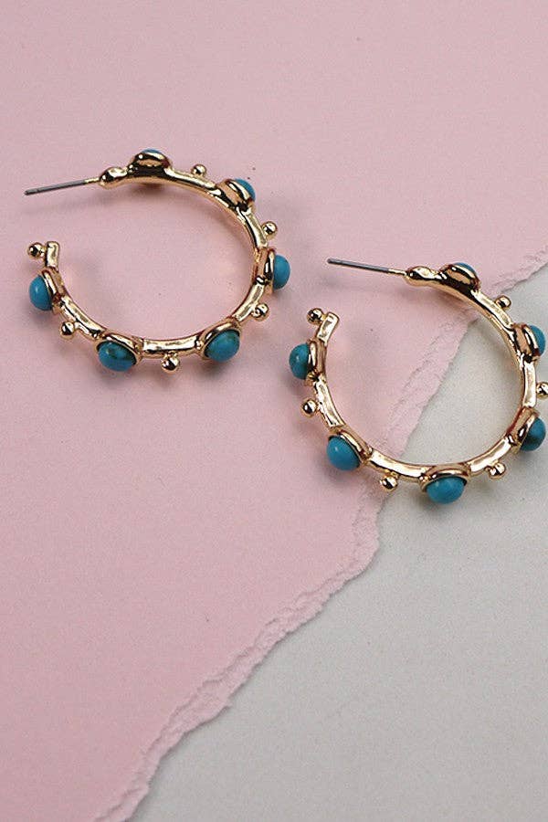 BOHO TURQ HOOP EARRINGS