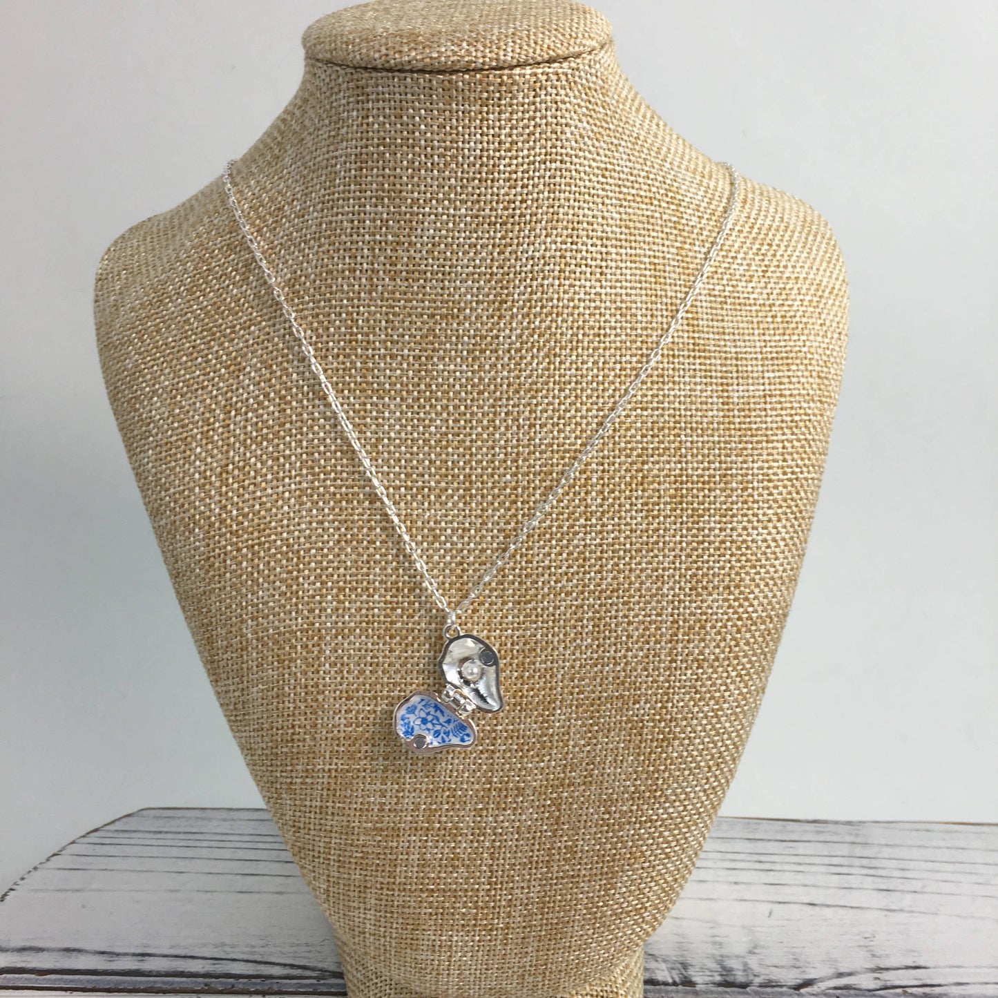 Oyster locket necklace