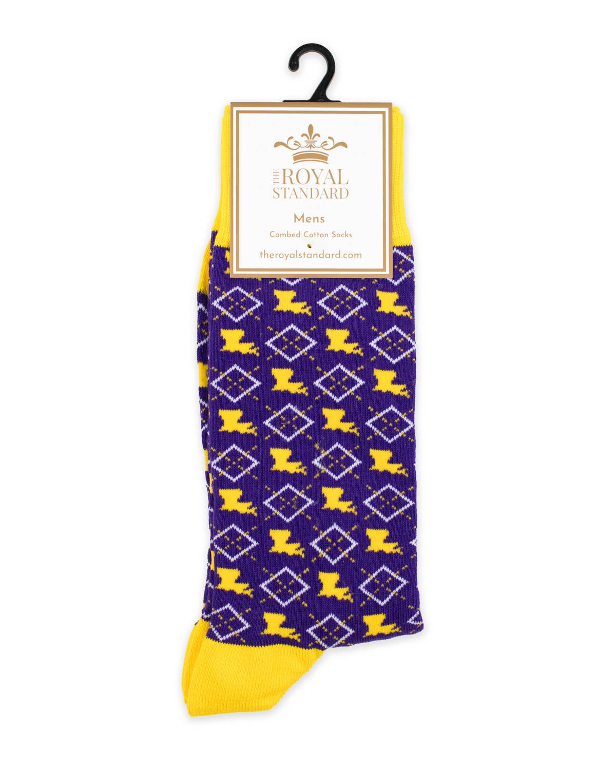 Men's Louisiana Diamond Socks   Purple/Yellow/White   One Size