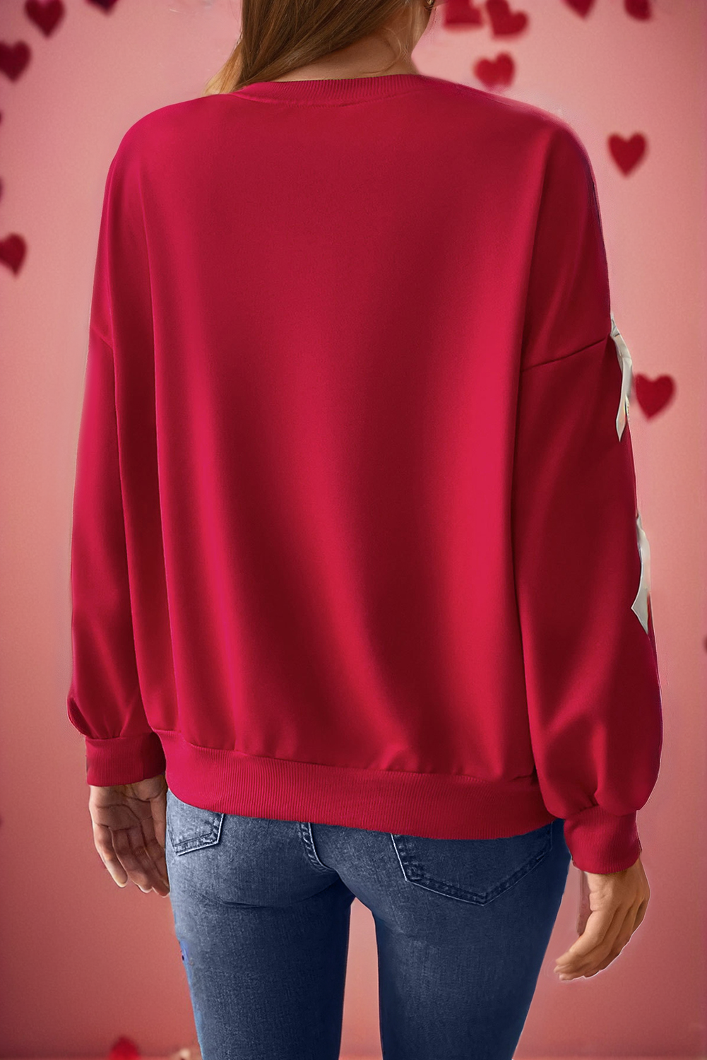 Bow Decor Drop Sleeve Sweatshirt