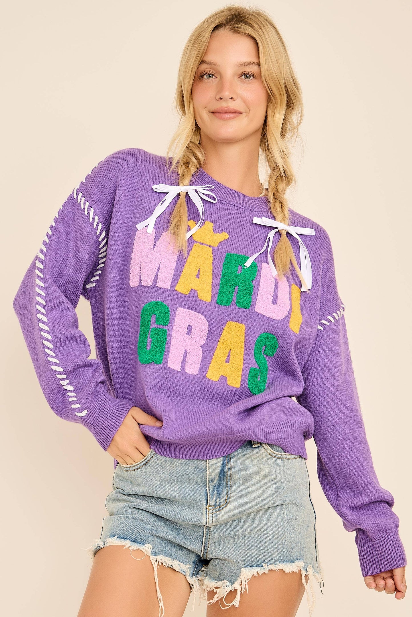 Mardi Gras Lettering Sweater