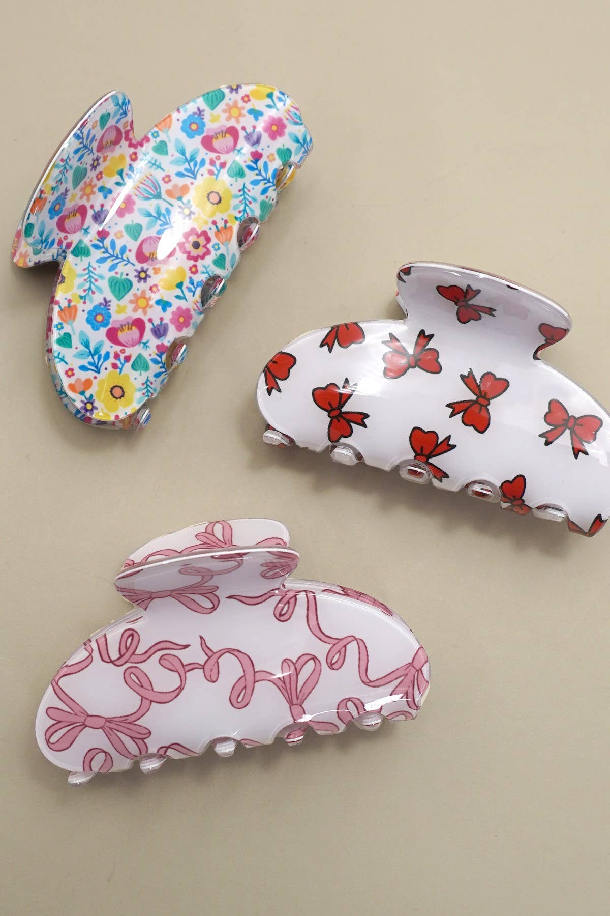 JUMBO BOW FLORAL HAIR CLAW CLIPS