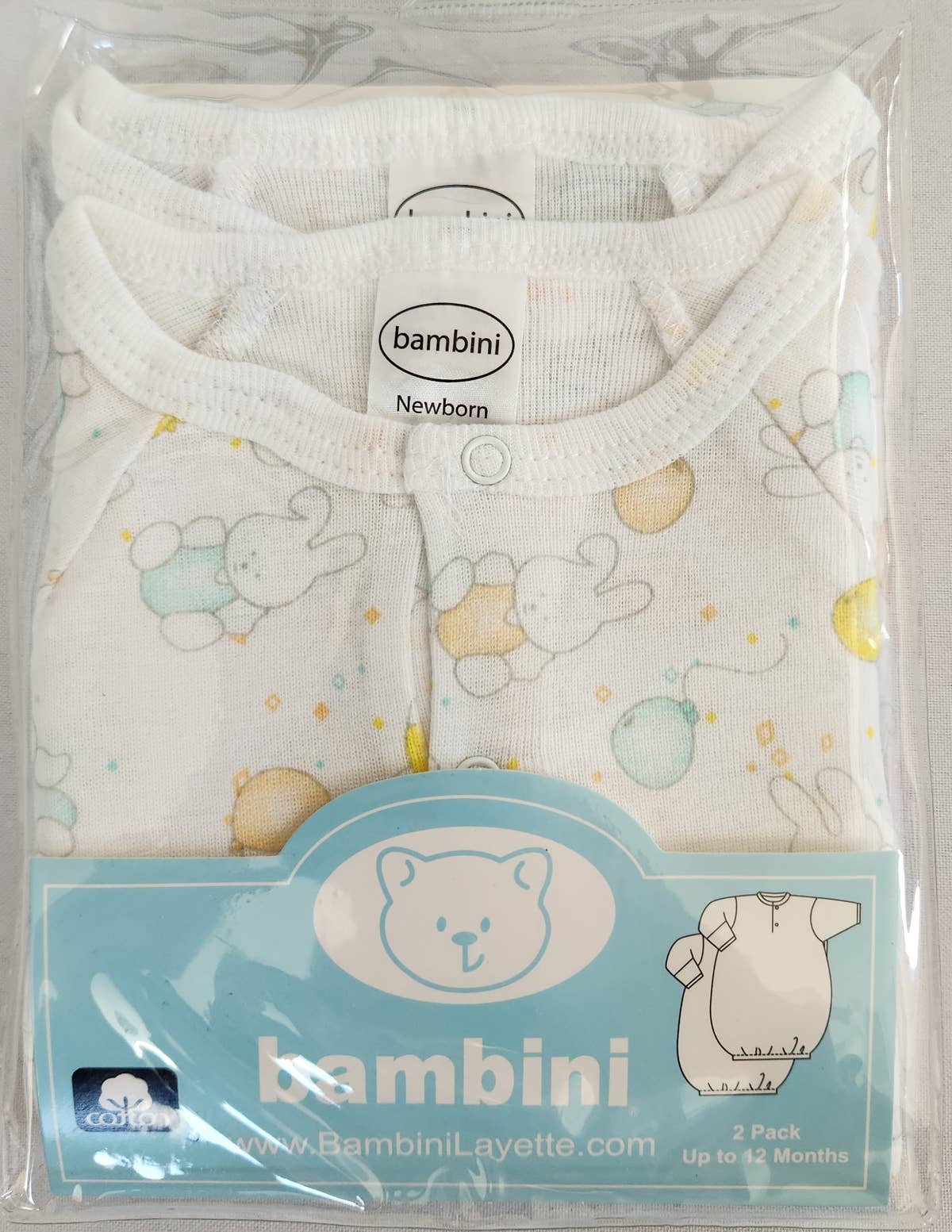 2 Pack - Infant Gowns - Bunny Print