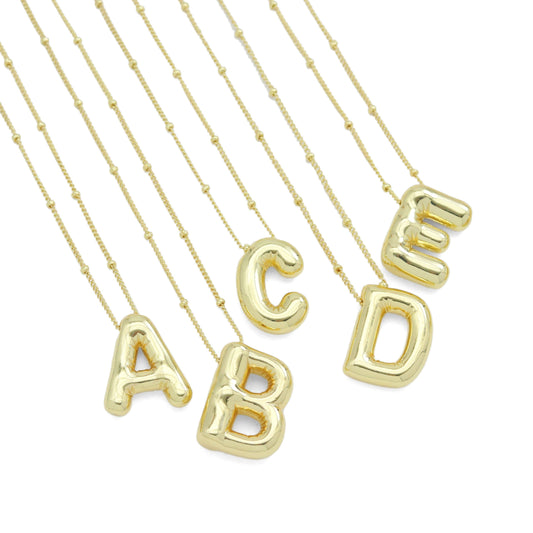 Balloon Bubble Initial Letter Charm Necklace