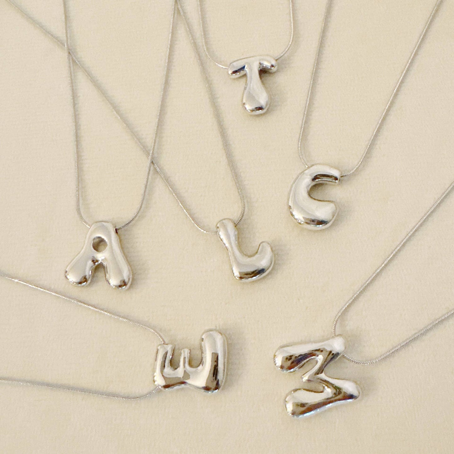 Balloon Letter Initial Necklace: Yellow Gold