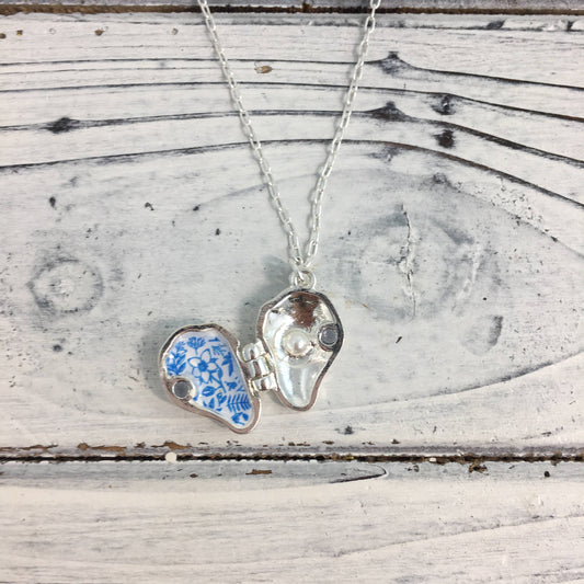 Oyster locket necklace