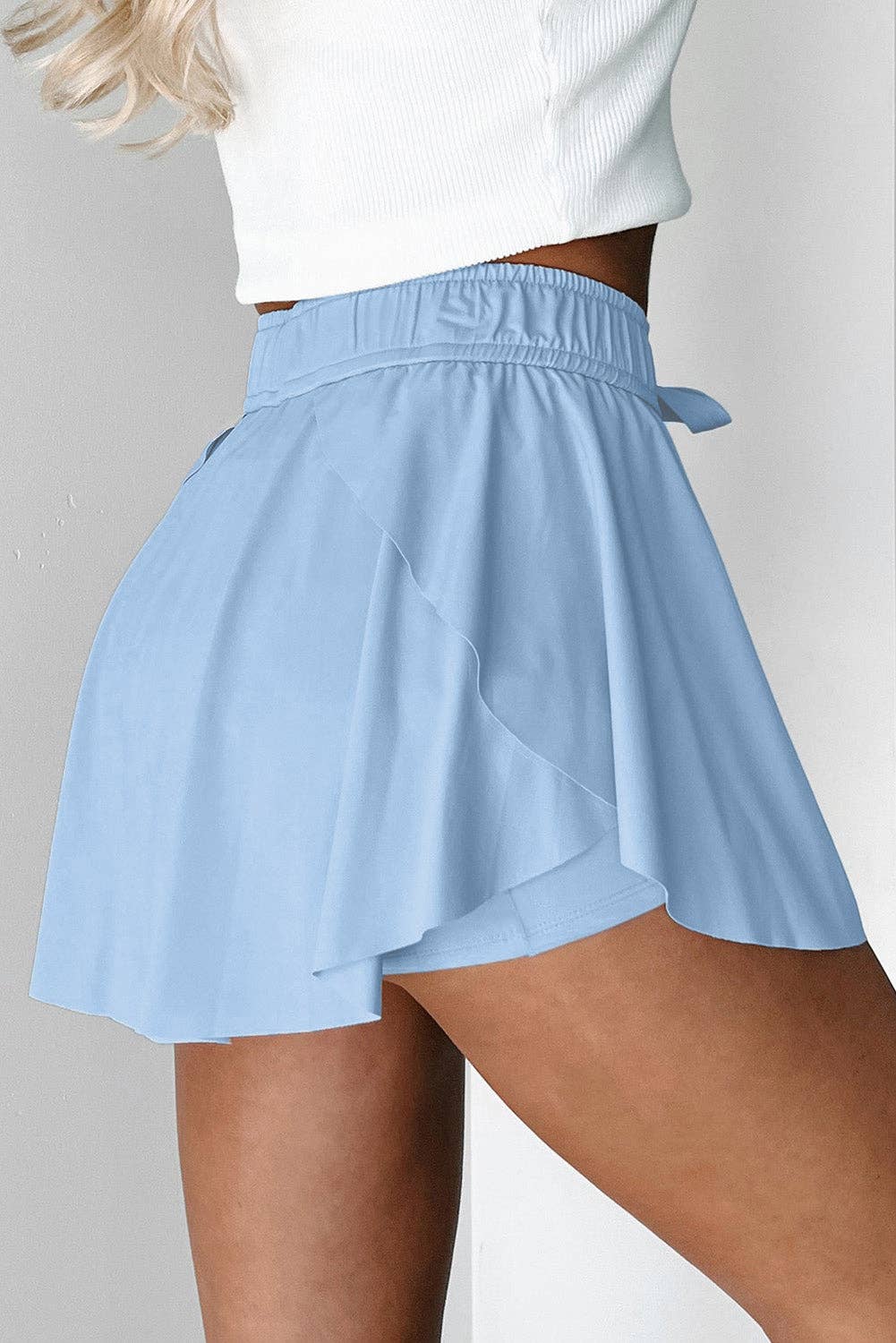 Drawstring Elastic Waist Lined Tennis Skort